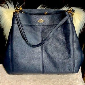 NWT soft leather deep navy coach carryall